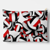 赤モノグラムの色バレーボールパターン アクセサリーポーチ (裏面)