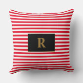 赤モノグラムの/白のストライプ装飾用クッション クッション (裏面)