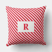 赤モノグラムの/白のストライプ装飾用クッション クッション (裏面)