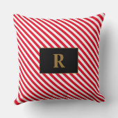 赤モノグラムの/白のストライプ装飾用クッション クッション (裏面)