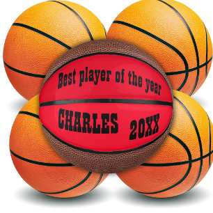 赤モノグラムの/黒の名前と文字   ミニバスケットボール