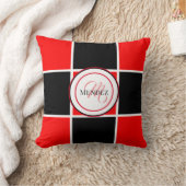 赤モノグラムの/黒装飾用クッション クッション (ブランケット)