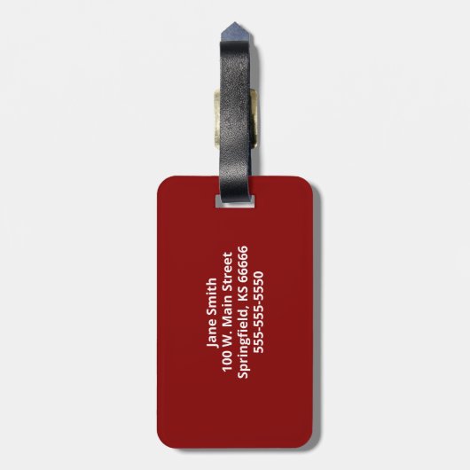 赤モノグラムパーソナライズされたイニシャルラゲッジタグ ラゲッジタグ (裏面縦)