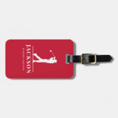 赤モノグラムパーソナライズされたゴルファー ラゲッジタグ (正面横)