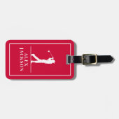 赤モノグラムパーソナライズされたゴルファー ラゲッジタグ (正面横)