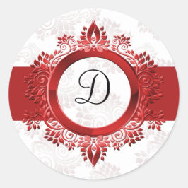 赤モノグラム封筒用シール ラウンドシール