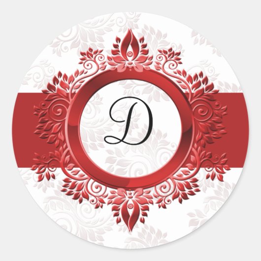 赤モノグラム封筒用シール ラウンドシール (正面)