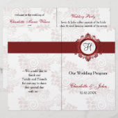 赤モノグラム折り結婚式 プログラム (正面/裏面)