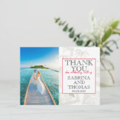 赤モルディブ結婚の写真ありがとう サンキューカード (スタンド正面)