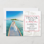 赤モルディブ結婚の写真ありがとう サンキューカード (正面)