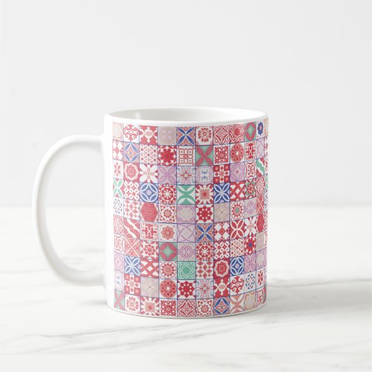 赤モロッコタイル コーヒーマグカップ (左)