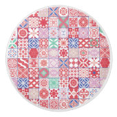 赤モロッコタイル セラミックノブ (正面)