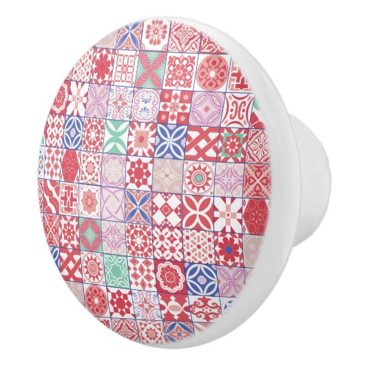 赤モロッコタイル セラミックノブ (右)