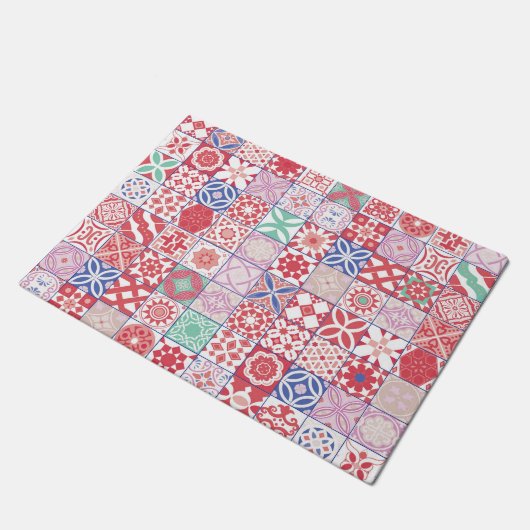 赤モロッコタイル ドアマット (アングル)