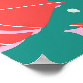 赤モンステラ：緑の熱帯パターン ポスター (角)