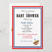 赤ユニセックスちゃんシャワー招待状ヴィンテージ紡績 招待状 (正面/裏面)