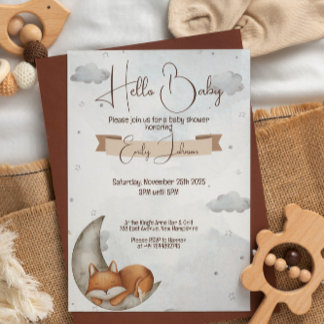 赤ユニークちゃんシャワー招待状ムーンライトドリームズ 招待状