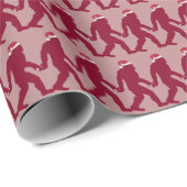 赤ユニークとピンクのビッグフートサンタクリおもしろいスマス ラッピングペーパー (ロールコーナー)