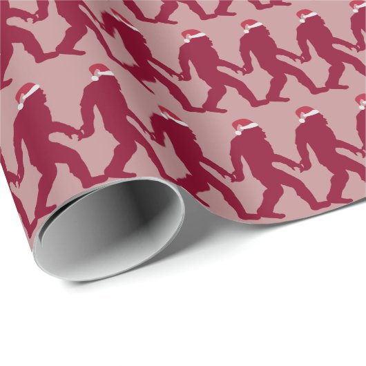 赤ユニークとピンクのビッグフートサンタクリおもしろいスマス ラッピングペーパー (ロールコーナー)