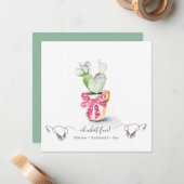 赤ユニークと緑かわいいサボテンのクリスマス ノートカード (正面/裏面インサイチュ)