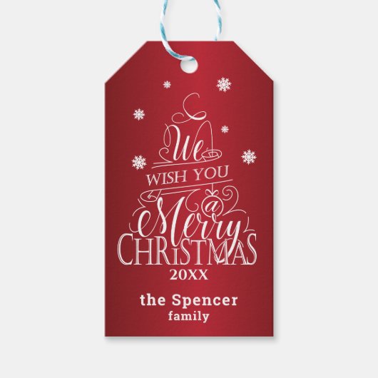 赤ユニークと聖降誕祭のお祝い ギフトタグ (正面)