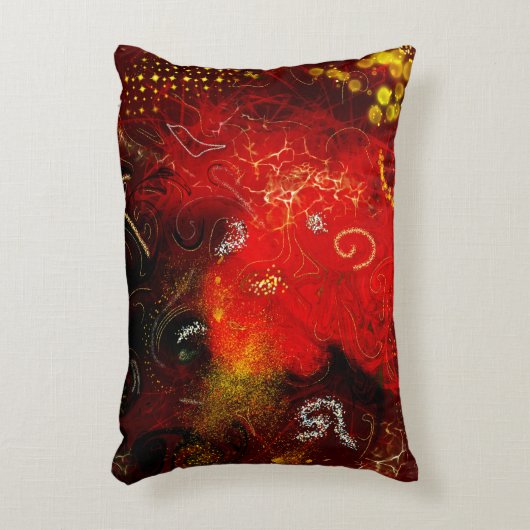 赤ユニークと金ゴールドの贅沢フェミニンエレガント アクセントクッション (正面(垂直))