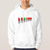 赤ユニークカプセルの中の緑の錠剤 パーカ (正面)