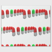 赤ユニークカプセルの中の緑の錠剤 ラッピングペーパー (フラット)