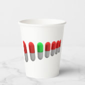 赤ユニークカプセルの中の緑の錠剤 紙コップ (正面)