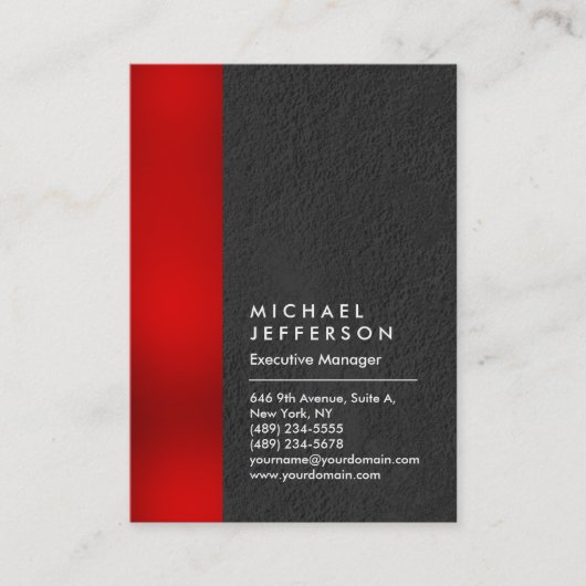 赤ユニークグストライプレープロフェッショナルモダン 名刺 (正面)