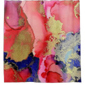 赤ユニークピンク紫金ゴールドメタリック シャワーカーテン (正面)