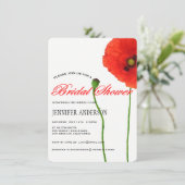 赤ユニークポピーフローラシンプルブライダルシャワー 招待状 (スタンド正面)