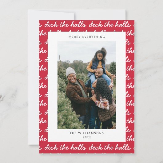 赤ユニークメリークリスマスカスタム家族の写真 シーズンカード (正面)