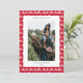 赤ユニークメリークリスマスカスタム家族の写真 シーズンカード (スタンド正面)