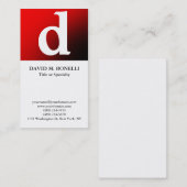 赤ユニークモダンモノグラム 名刺 (正面/裏面)