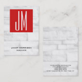 赤ユニーク白い壁レンガ垂直モノグラム 名刺 (正面/裏面)