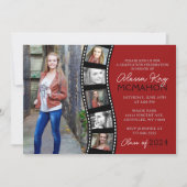 赤ユニーク素朴フィルムストリップ6写真卒業 招待状 (正面)