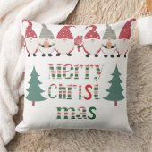 赤ユニーク緑と白の木々を持つ文字サンタ クッション (ブランケット)