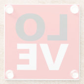 赤ユニーク背景ラブロマンス ガラスコースター (裏面)