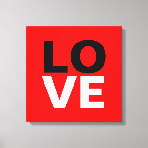 赤ユニーク背景ラブロマンス キャンバスプリント