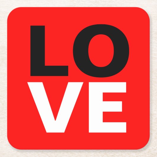 赤ユニーク背景ラブロマンス スクエアペーパーコースター (正面)