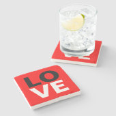 赤ユニーク背景ラブロマンス ストーンコースター (横)