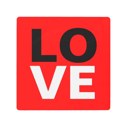 赤ユニーク背景ラブロマンス メタルプリント (正面)