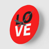 赤ユニーク背景ラブロマンス ラウンド壁時計 (傾斜)