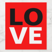 赤ユニーク背景ラブロマンス ワインラベル (シングルラベル)