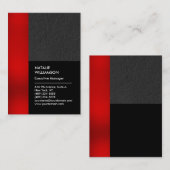 赤ユニーク黒ストライプ灰色プロフェッショナルモダン 名刺 (正面/裏面)