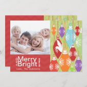 赤ライムレトロメリーと明るいファミリーフォトカード シーズンカード (正面/裏面)