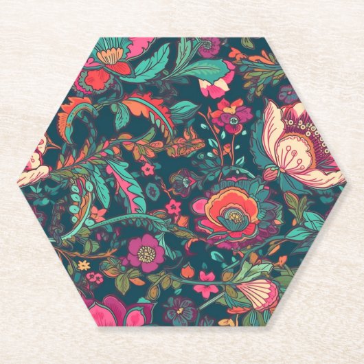 赤ライリーの継ぎ目のないパターン ペーパーコースター (正面)