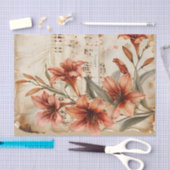 赤ライリーフローラヴィンテージ音楽シートephemera 薄葉紙 (クラフト)