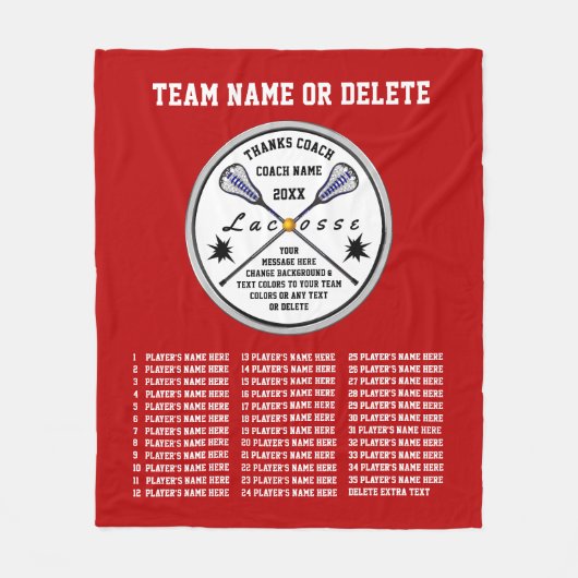 赤ラクロスコーチ贈答アイディア、全選手名 フリースブランケット (正面)